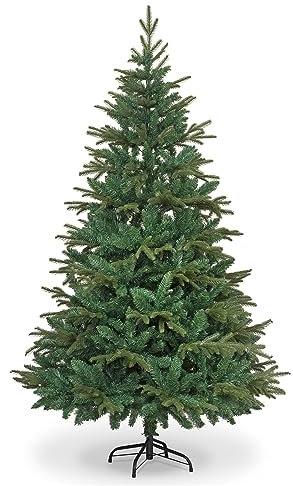 Garden Store Direct Lapland Fir Covered Artificial Christmas Tree Snow Flocked PE PVC Mixed Tips Hinged Branches Bushy Luxury Xmas Home Snowy Decorations 4ft to 10ft (7ft (210cm), Plain Green)