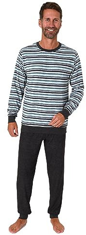 Normann Herren Langarm Frottee Schlafanzug Pyjama mit Bündchen - auch in Übergrößen, Farbe:hellblau, Größe:62
