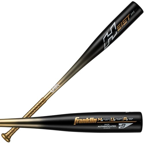 Franklin Sports Metal Youth Baseball Bat - Heist Kids Bats for Ages 8-12 - 2 5/8 Inch Big Barrel - Youth Drop -9 - USA Baseball Approved - 26 Inch / 17oz. - Black Heist 900