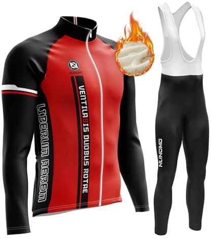 NUNOMO Abbigliamento Completo Ciclismo Uomo Tuta Bici da Corsa Invernale Maglia MTB Manica Lunga + Salopette Imbottiti con Gel 9D MTBGel Caldo e Antivento (TYPE-2B,3XL)