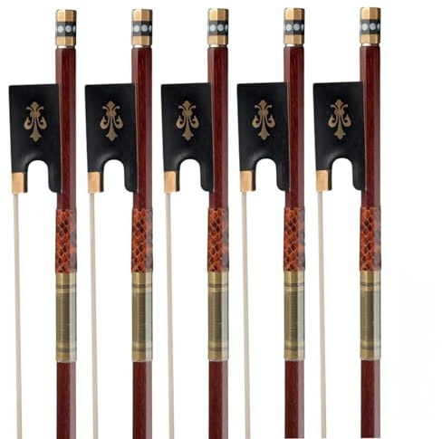 TSTS Geigenbogen voller Größe 5PCS Geige Bogen Pernambuco 4/4 Violine Bogen Achteckige Stick Ebenholz Fleur-de-Lis Schnelle Reaktion
