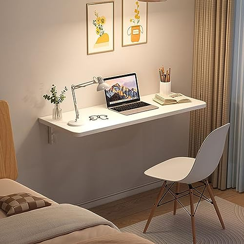 OHMG Klappbarer Wandtisch, Schreibtische, Klapptisch, Wandtisch, Computertisch, Küchentisch, Computertisch aus Massivholz, multifunktional (weiß -80 x 60 x 1,6 cm)