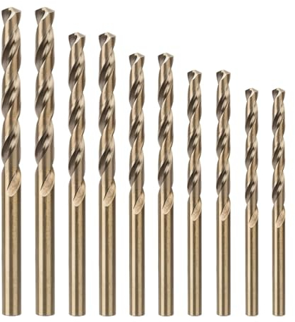HUAZIZ 10piezas Cobalt Drill Bit Set, M35 brocas de acero inoxidable cobalto juego de brocas, M35 High Speed Steel Twist Drill Bits for Stainless Steel, Hard Metal, Cast Iron, Plastic and Wood