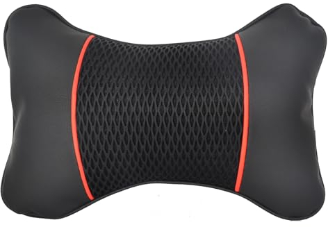 Tolenre Auto Kopfstütze PU Leder Komfortabel Auto Nackenkissen 28x18cm Autositz Kopf Nackenstütze Kissen Atmungsaktiv Autokissen Leder Anti Müdigkeit Kissen Stoßdämpfung Auto Zubehör (Rot)