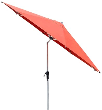 Aluminium Sonnenschirm 350 cm mit Kurbelsystem und Kippfunktion - runder Sonnenschirm Knickschirm 3,5m Durchmesser - Farbe Terrakotta