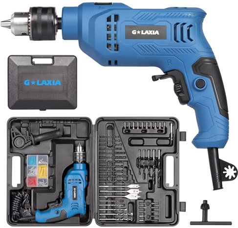 G LAXIA 550W Hammer Drill, Speed Variable 3000 RPM, 13mm Chuck, Electric Hammer and Drill 2-in-1,Package Contains 105 Accessories