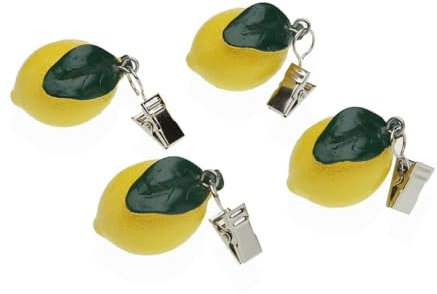 Versa Pince Support Nappe métal polyéthylène Alliage de Zinc 7 x 3 cm Citron 4 pièces