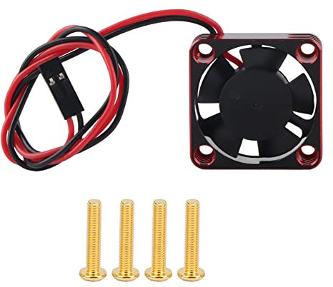 Naroote 30-Mm-Lüfter, 30 X 30 Mm Aluminium-RC-Lüfter RC-Motorlüfter Bürstenloser Motor und ESC 28000 U/min Metall-Lüfter für Zubehörteile für Bürstenlosen RC540-Motor (Rot)