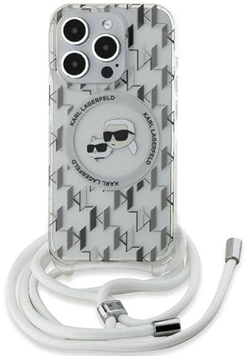 CG MOBILE Karl Lagerfeld KLHMP15XHCKCKLCT Hülle für iPhone 15 Pro Max 6.7 transparent hardcase IML Crossbody Monogram Karl & Choupette Head