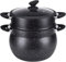 ROYALTY LINE, Couscoussier en acier inoxydable 13 Litres avec couvercle en verre, compatible gaz, électrique, céramique, halogène, induction, avec un revêtement antiadhésif sans PFOA, Noir