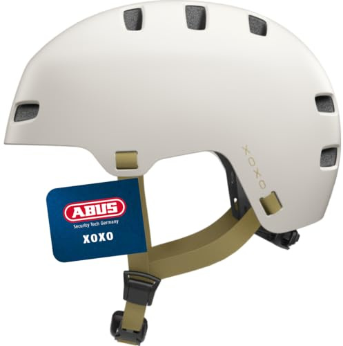 ABUS Fahrradhelm XOXO ECO - Cityhelm im Skater-Look - Helm für Skateboard, Fahrrad, Scooter - alle Komponenten teilweise oder komplett recycelt - für Jugendliche und Erwachsene - Größe L, Taupe