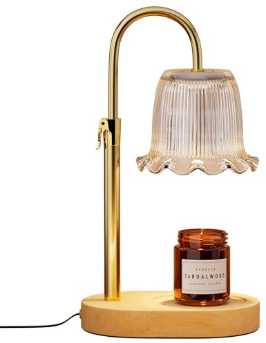 Candle Warmer Lamp with Timer Adjustable Height Candle Lamp Warmer 4 Level Dimmer Electric Wax Melt Warmer Vintage Home Decor for Scented Jar Candles House Warming & Birthday Gifts for Women