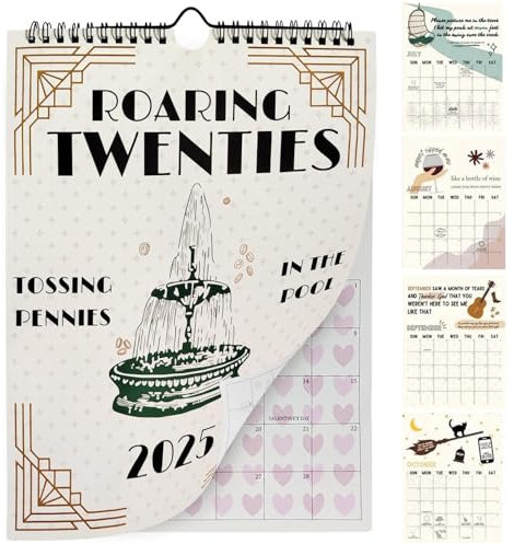 Roaring Twenties Kalender 2025, Roaring Twenties Wandkalender Lyrics Kalender 2025 Tourkalender, 20er Jahre Kalender zum Aufhängen 12 Monatsplaner für Fans Büro Wandkunst Dekor