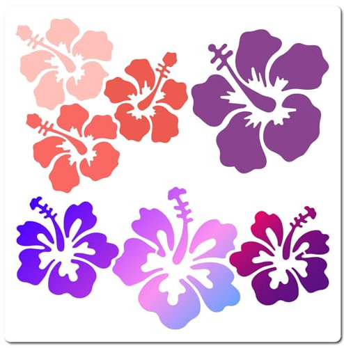 GORGECRAFT 30x30cm Große Schablone Mit Hibiskusblüten Wiederverwendbar Hawaii Blütenschablonen Blumenpflanzen Kunststoffvorlage Wanddekoration Für Zuhause Zum Malen Auf Holz Wänden Karton Böden Leinwa