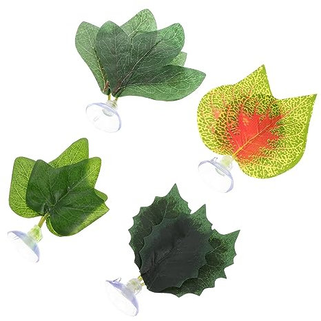 Levemolo 4 Piezas Hojas Artificiales de Plantas Decoraciones Artificiales para acuarios Plantas de Acuario flotantes Artificial Plants decoración pecera decoración de pecera el plastico