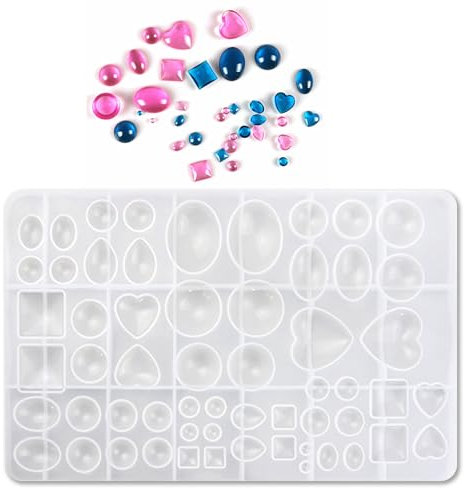 1 Pcs Jewellery Resin Mould Jewellery Making Silicone Moulds Variety Size Resin Earring Moulds with Hole for Making Jewelry Earrings Pendants Earring Accessories (Love Gem)