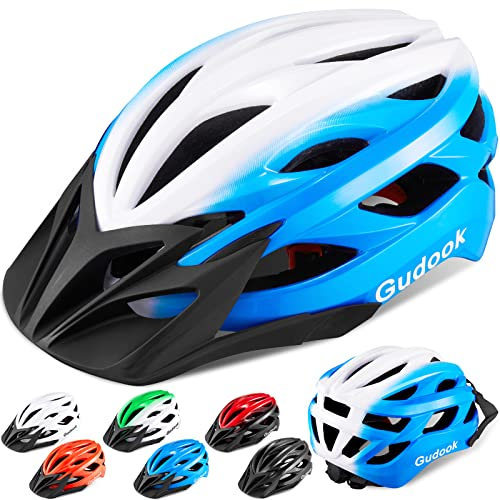 Gudook Casco da bicicletta adulto per uomo – Caschi da bicicletta da donna – Casco da bicicletta certificato leggero regolabile con visiera rimovibile per mountain bike e bici da corsa (colore