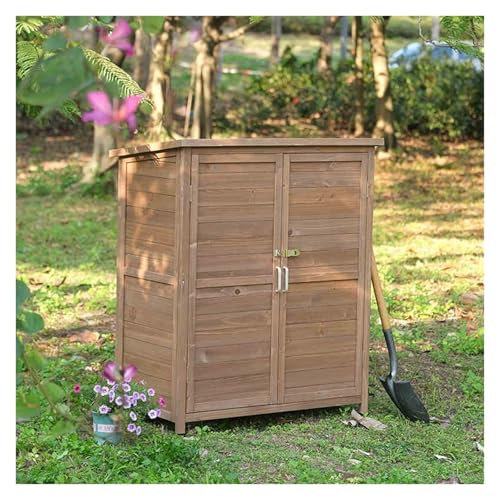 LIUJHGH Armoire de Rangement extérieure, Petit abri de Jardin en Bois résistant aux intempéries, avec Toit étanche et Portes verrouillables, Rangement extérieur pour terrasse, Cour et Balcon