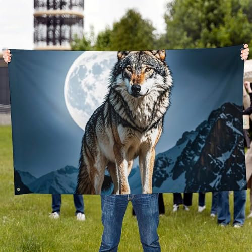 Timberwolves Gartenflagge, Outdoor-Dekoration, Flagge, personalisierbar, Hofbanner für Zimmer, Outdoor-Dekoration, 88,9 x 149,9 cm