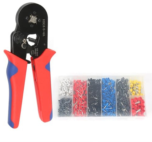 Rehomy Set di pinze crimpatrici con 1800 punzoni terminali, pinze autoregolabili [0, 25 – 10 mm²], pinza crimpatrice, pinza pressa