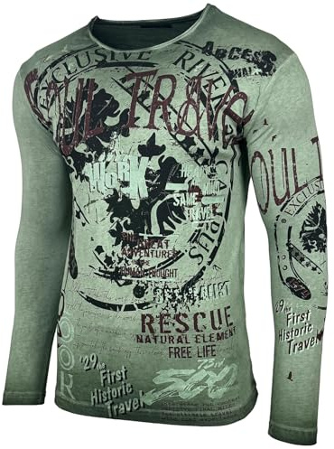 Herren Longsleeve T-Shirt Moderner Männer Langarmshirt Langarm Sweatshirt 704