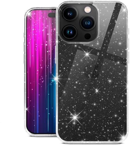 moex Sparky Case für iPhone 15 Pro Hülle mit Glitzer Effekt aus Silikon, durchsichtige Handyhülle dünn und weich, Schutzhülle transparent glitzernd Design Cover, Klar