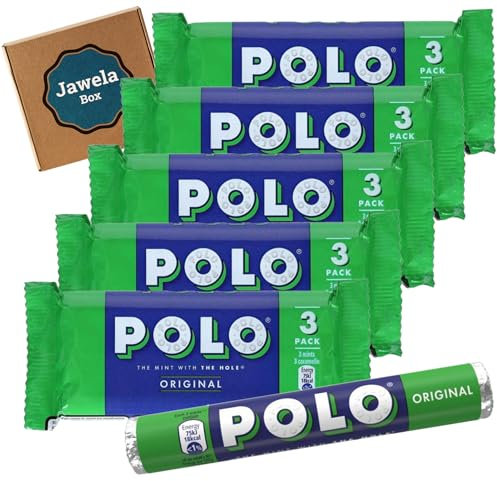 Polo Mints Original 15 x 34g Pfefferminz-Bonbons - Polo Mint Original 5 x 3er Pack - Jawela Set - Minzbonbons für einen frischen Atem