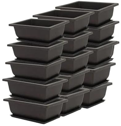 SVUPUE 15 PCS Bonsai Pots, Rectangle Plastic Bonsai Tree Pots, Training with Trays, 6.5 Inch Plants Growing,for Garden, Balcony, Yard and Indoor
