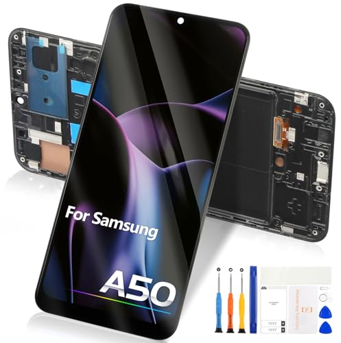 Reparo Écran LCD pour Samsung A50 LCD Display pour Samsung Galaxy A50 LCD Screen SM-A505F SM-A505FN SM-A505U Écran Tactile Digitizer Full Assemblé avec Kit de Réparation (Noir avec Cadre, 6,4 Pouces)