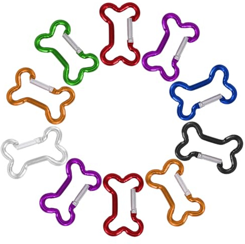 Knochenform – Set mit 10 Karabinern in Knochenform, leichte nützliche Halterungen für den täglichen Transport | Vielseitige Hakenclips, Campingzubehör für Wanderungen