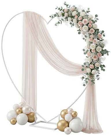 Relaxdays Luftballon Bogen, Herzform, Metall, Hochzeit, Verlobung, HxB: 220x220 cm, Blumen, Ballons, Traubogen, weiß