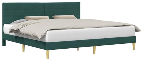 vidaXL Bettrahmen mit Kopfteil Dunkelgrün 180 x 200 cm Stoff, Eleganter rechteckiger Bettgestell, modernes Schlafmöbel, stilvolles Schlafzimmer, langlebiges Design