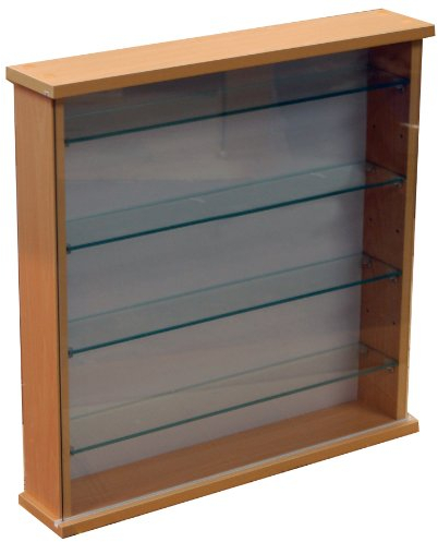 WATSONS COLLECTORS - Wall Display Cabinet With Four Glass Shelves - Oak