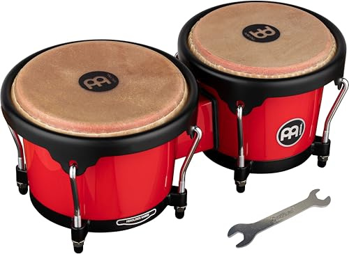 Meinl Percussion Journey Series Bongos, Rot (HB50R) | 2 Handtrommeln, 6,5 und 7,5 Zoll, Inklusive Stimmschlüssel, ABS Kunststoff