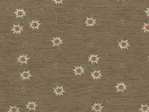 Landhaus Möbelstoff Edelweiss Farbe 35 (braun) mit biologischem Fleckschutz - modernes Chenille-Flachgewebe (gemustert, floral, Blumen) Polsterstoff, Stoff, Bezugsstoff, Eckbank, Couch, Sessel, Hussen, Kissen