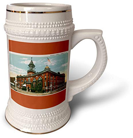 3dRose Steinbecher mit Freimaurer-Tempelmotiv, Norddakota, Vintagepostkarten-Nachdruck, 510 ml, 624 ml, Weiß