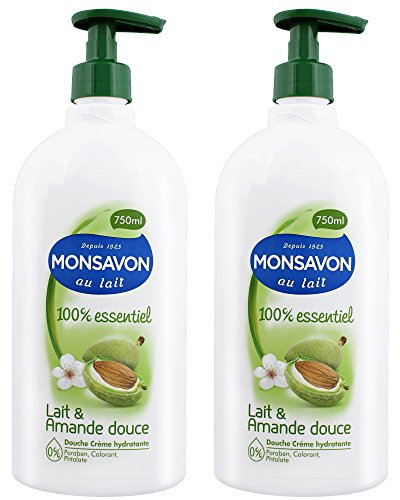 Monsavon Gel Douche Femme 100% essentiel Lait & Amande Douce (Lot de 2x750ml)