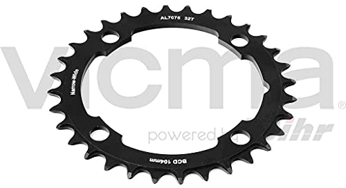 Firts First Plato de MTB, Unisex Adulto, Negro, 104 mm / 32 Dientes