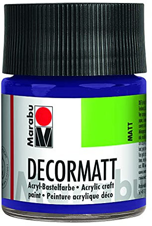 Marabu 14010005051 - Decormatt Acryl Violett dunkel 051, 50 ml, samtmatte Acrylfarbe auf Wasserbasis, cremig und farbintensiv, speichelfest, wetterfest, zum freien Malen und Schablonieren
