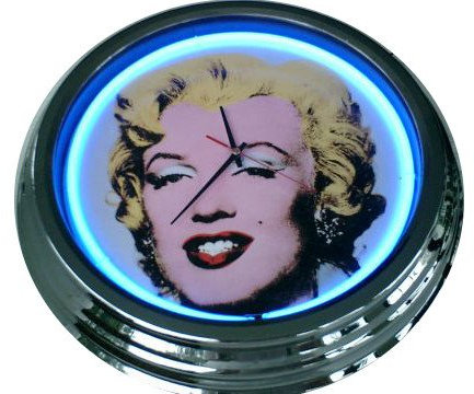 Neonuhr Marilyn Monroe Wanduhr Deko-Uhr Leuchtuhr USA 50's Style Retro Uhr