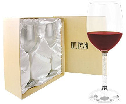 Copa de vino Set de 2 Crystal Diamonds de Oleg Cassini