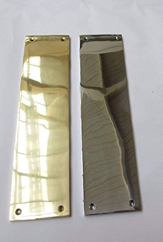 IRONMONGERY WORLD®12 Heavy Duty Solid CAST Brass Finger Plate Door Push Plate New (Polished Chrome Plain Victorian)