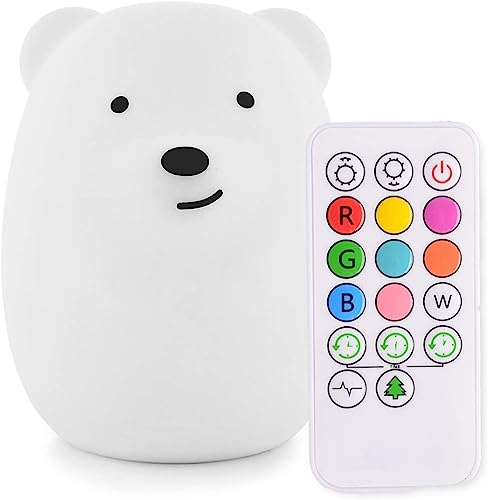 Tekemai Nachtlicht, Nachttischlampe für Kinder, Babyzimmerlampe zum Stillen, sicher, bruchsicher, augenschonend, einstellbare Helligkeit & Farbe, Touch-Steuerung, Kindergeschenk - Bär
