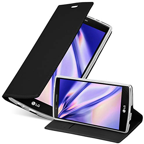 Cadorabo Hülle kompatibel mit LG G4 / G4 Plus aus Premium Kunst Leder Flip Klappbare Stoßfeste Magnetische [Standfunktion] [Kartenfächern] Cover Hülle für LG G4 / G4 Plus Tasche in Schwarz
