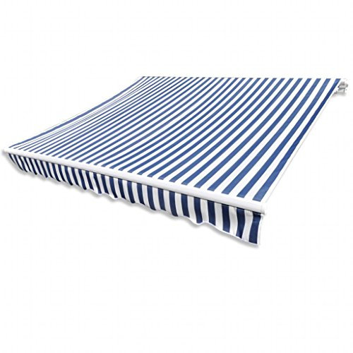 yorten Gelenkarmmarkise Markise Blau & Weiß 382 x 295 cm Geeignete Markisenrahmen-Maße 4mx3m ohne Rahmen
