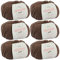 Merinowolle -6x Merino pure taupe (Fb 4368)- 6 Knäuel Merinowolle taupe + GRATIS Label - Merino Wolle zum Stricken braun - 50g/65m - Nadelstärke 6-7mm - 100% Merino - Wolle zum Häkeln