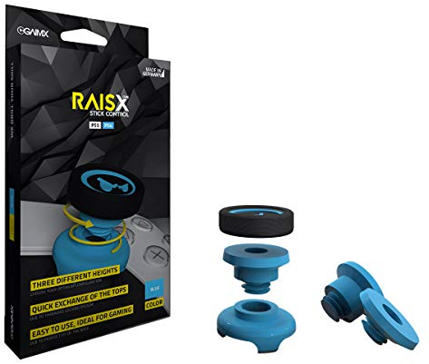 GAIMX RAISX CORE PS5 PS4 Stick Control Aim-Hilfe/Zielhilfe - Aim-optimierer - Playstation 4 & 5 Zubehör- Thumbstick-Verlängerung in DREI verschiedenen Höhen (Blau)