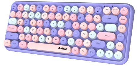 Wireless Bluetooth keyboard, Cute Mini 84-key Compact Keyboard, 2.4GHz wireless connection technology, ABS Retro Keycap, Matte Panel, Ergonomic Design for PC Computer Laptops (Purple Mixed Color)