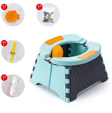 ddLUCK Portable Potty Training Seat for Kids, Travel Potty Training Toilet for Toddlers Toilet Trainer Seats for Boys &Girls, Potty Training Toilet Chairs with Disposable Bags (Blue)