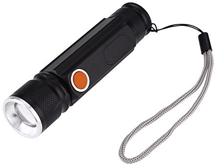Flashlight,Portable Waterproof Zoom LED Small USB 4 Modes Flashlight Pocket Projector